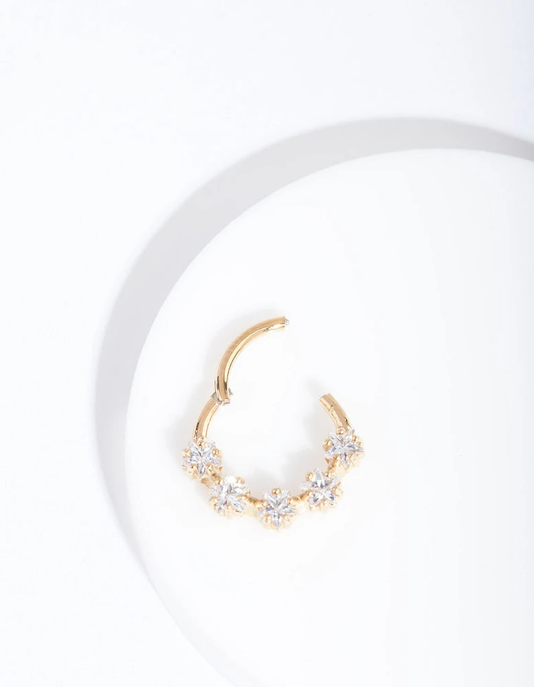 Gold Cubic Zirconia Star Clicker Earring