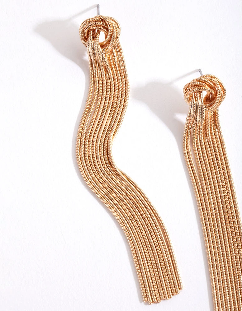 Gold Knot Snakechain Earrings