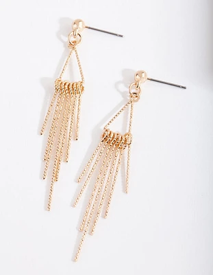 Gold Diacut Triangle Tassel Earrings