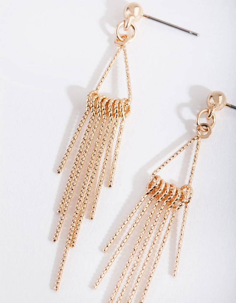 Gold Diacut Triangle Tassel Earrings