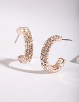 Rose Gold Mini Diamante Hoop Earrings