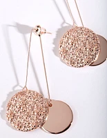 Rose Gold Double Disc Drop Earrings