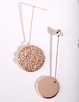 Rose Gold Double Disc Drop Earrings