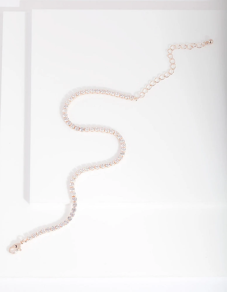 Rose Gold Cubic Zirconia Cupchain Anklet