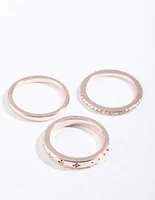 Rose Gold Diamante Star Ring Stack Pack