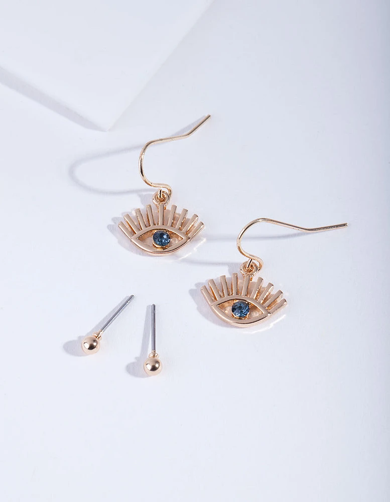 Gold Evil Eye Earring Pack