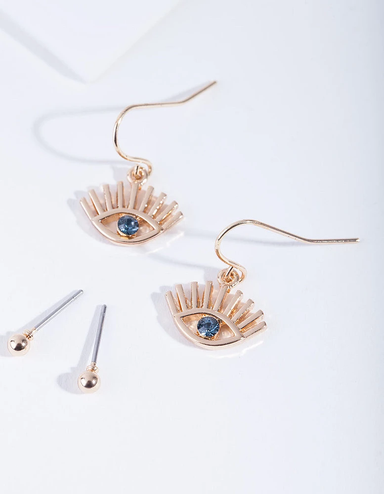 Gold Evil Eye Earring Pack