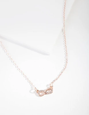 Rose Gold Simple Diamante Infinity Necklace