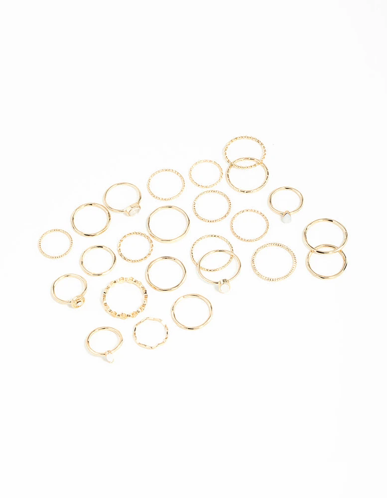 Gold Textured Synthetic Opal Ring 24-Pack