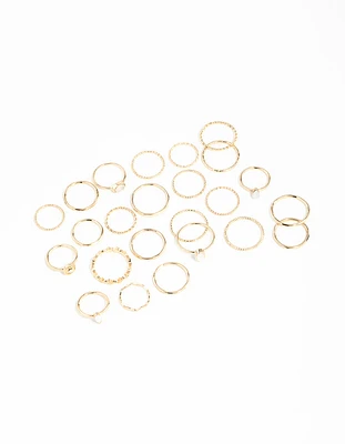 Gold Textured Synthetic Opal Ring 24-Pack