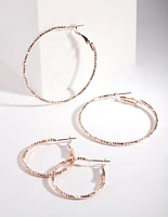 Rose Gold Triple Cut Hoop Earring Pack