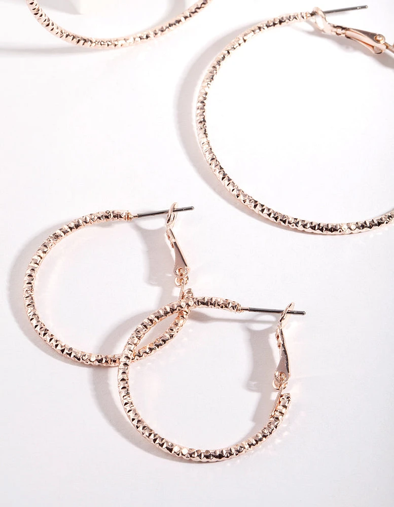 Rose Gold Triple Cut Hoop Earring Pack