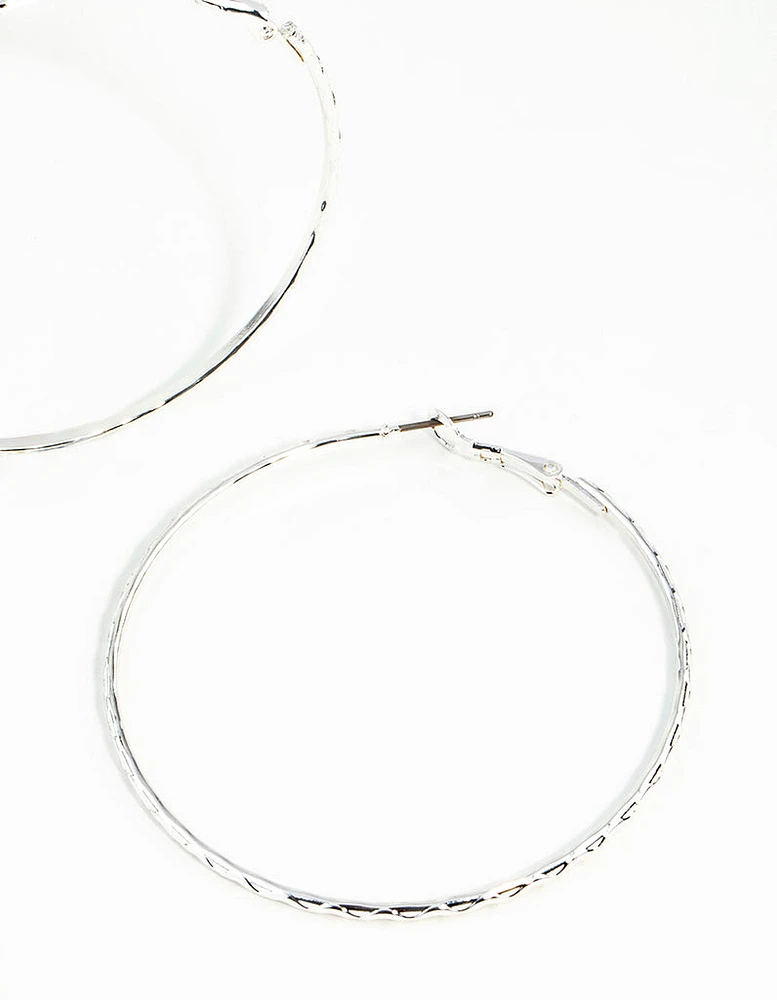 Silver 60MM Hoop Earring Pack