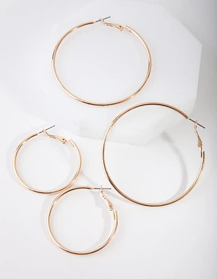 Gold Mixed Hoop Earring Pack