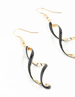 Black Gold Spiral Earrings