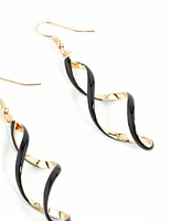 Black Gold Spiral Earrings