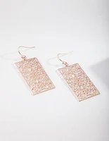 Rose Gold Rectangle Drop Earrings