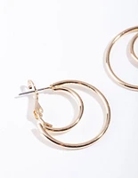 Gold Cresent Cutout Hoop Earrings