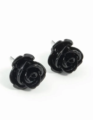 Black Rose Stud Earrings