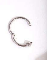 Rhodium Diamante Belly Clicker Ring