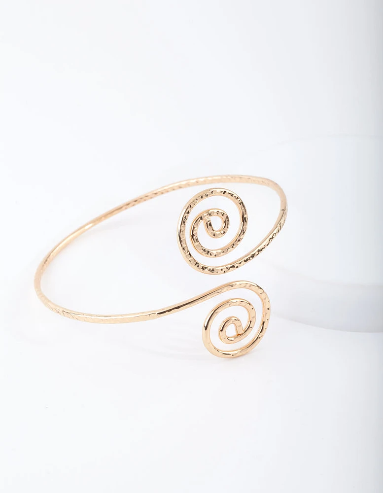 Gold Hammered Swirl Arm Cuff