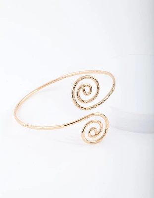 Gold Hammered Swirl Arm Cuff