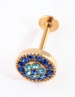 Gold Plated Surgical Steel Evil Eye Flat Back