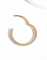 Gold Cubic Zirconia Band Clicker Earring