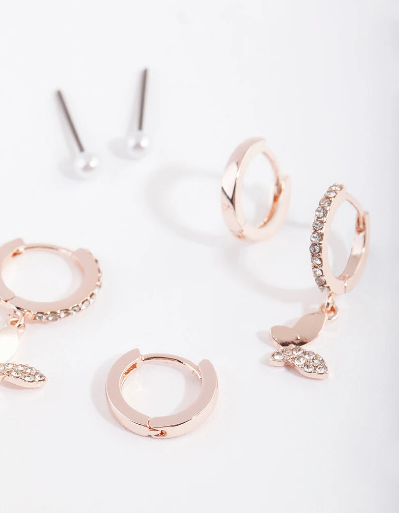 Rose Gold Butterfly Earring Stack Pack