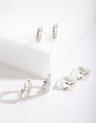 Silver Huggie Stack Pack Earring