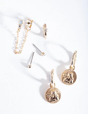 Gold Angel Earring Stack Pack