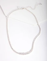 Silver Cubic Zirconia Graduating Diamante Tennis Necklace