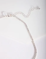 Silver Cubic Zirconia Graduating Diamante Tennis Necklace