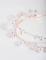 Rose Gold Double Pearl Row Headband