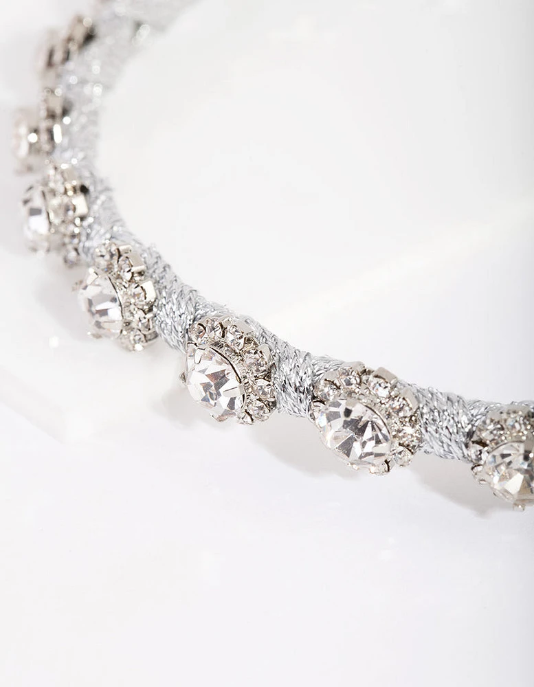 Silver Thread Wrapped Diamante Headband