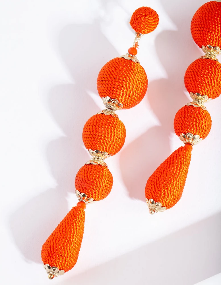 Orange Thread Drop Earrings