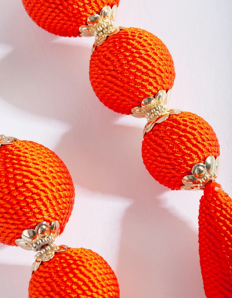 Orange Thread Drop Earrings