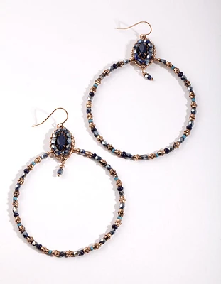 Gold Beaded Open Cirlce Earrings