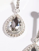 Silver Diamante Teardrop Earrings