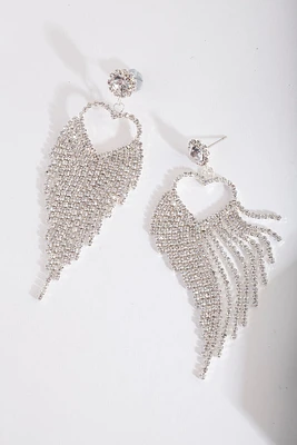 Silver Cupchain Heart Drop Earring