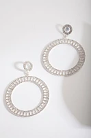 Silver Diamante Cutout Disc Earrings