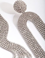 Rhodium U Cupchain Drop Earrings