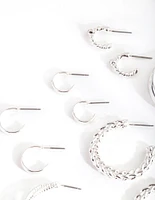 Silver Multi Twist Hoop Earring 6-Pack