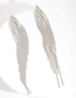 Silver Textured Tassel Earrings