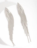 Rhodium Textured Tassel Earrings