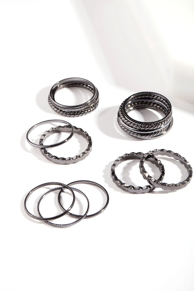 Gunmetal Fine Band Ring 16-Pack