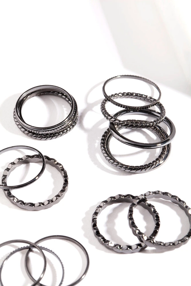 Gunmetal Fine Band Ring 16-Pack