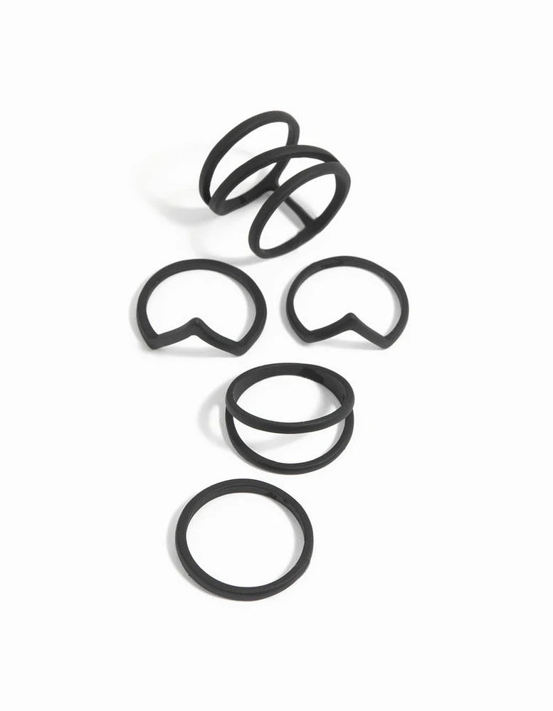 Black Zig Zag Ring 5-Pack