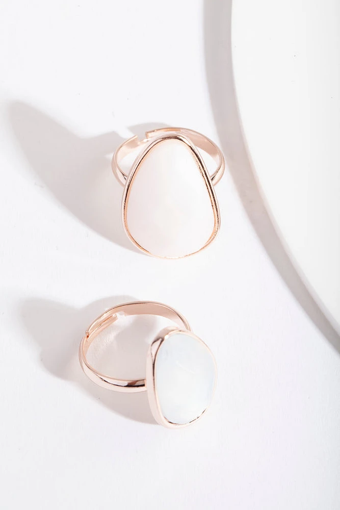 Rose Gold Pink Stone Ring Stack