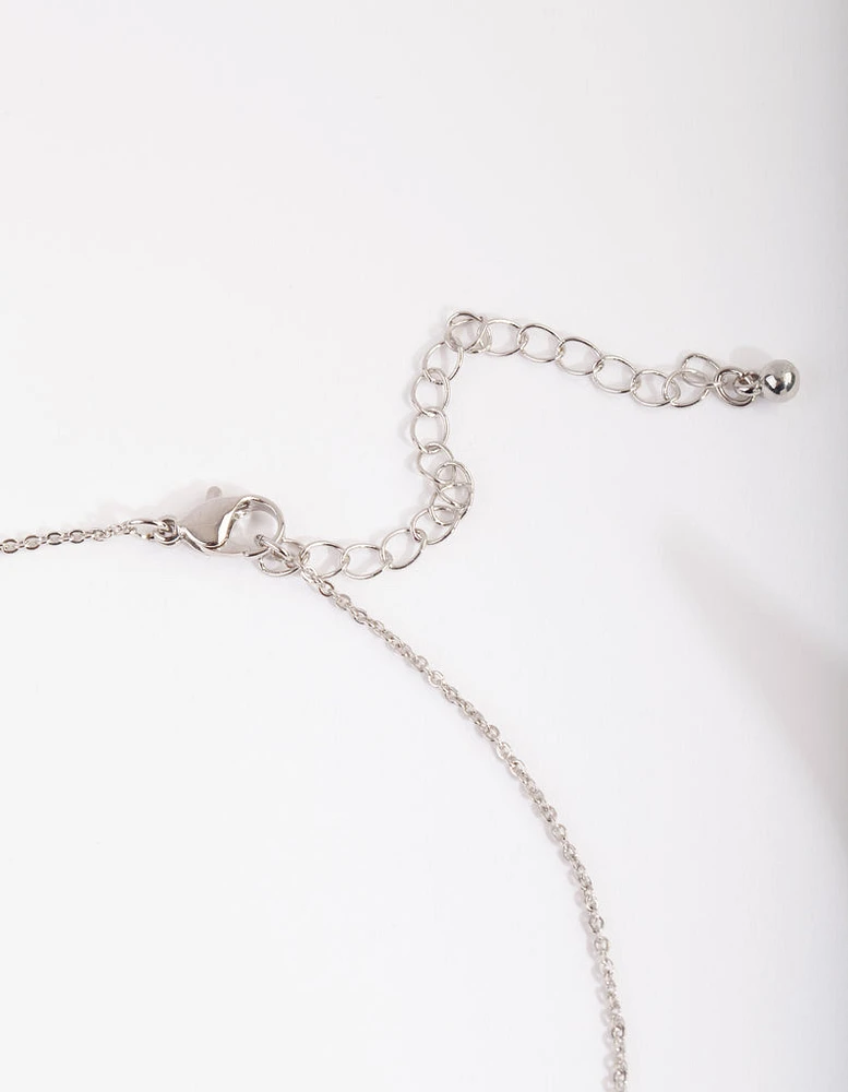 Diamond Simulant Double Row Baguette Necklace